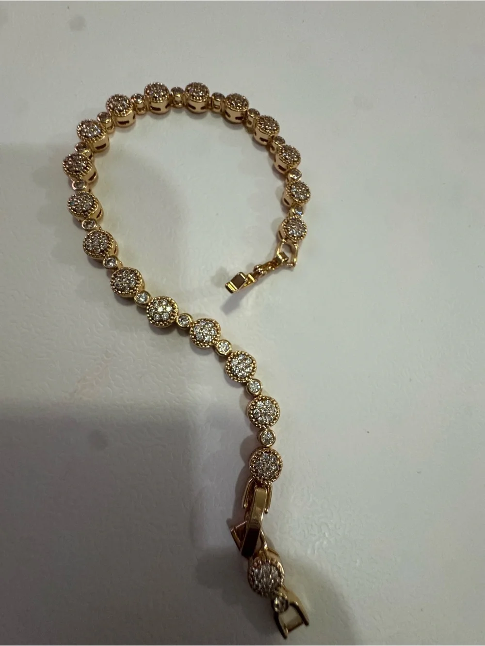 Gold Cubic Zirconia Disc Tennis Bracelet - Women Jewelry